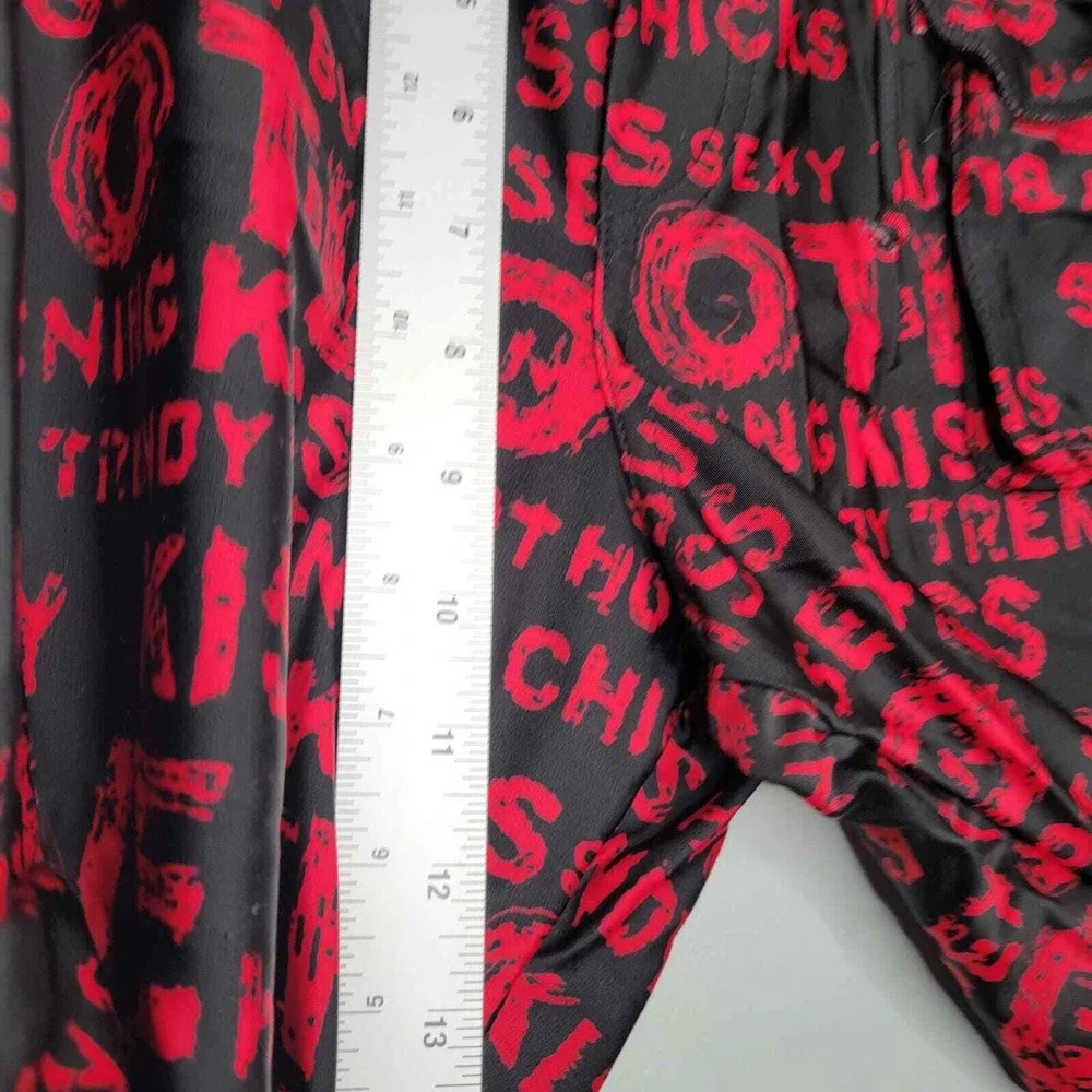 TurboWear Shorts Womens Size M Black Red Stretch Cargo Baggy‎ Dance Hot Kiss y2k - Picture 8 of 9